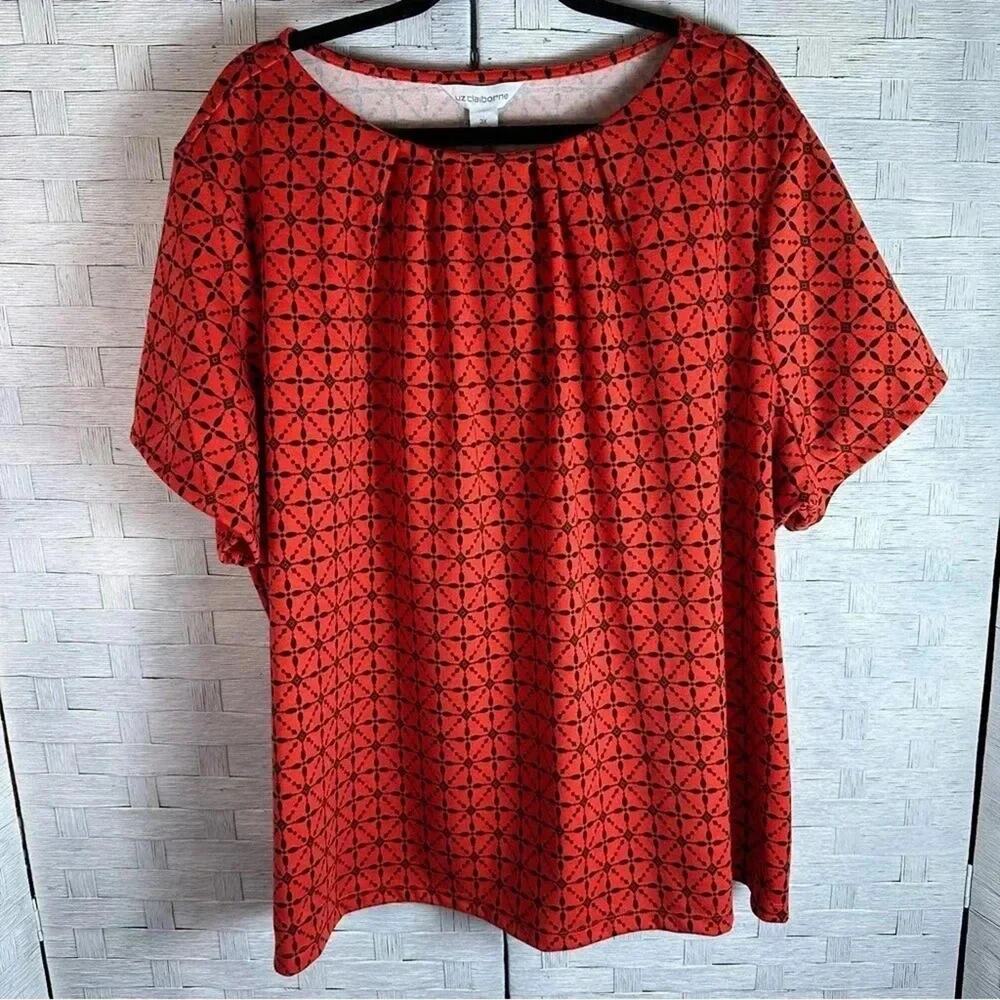 Liz Claiborne Womens blouses knit‎ pleaded collar Business casual plus size